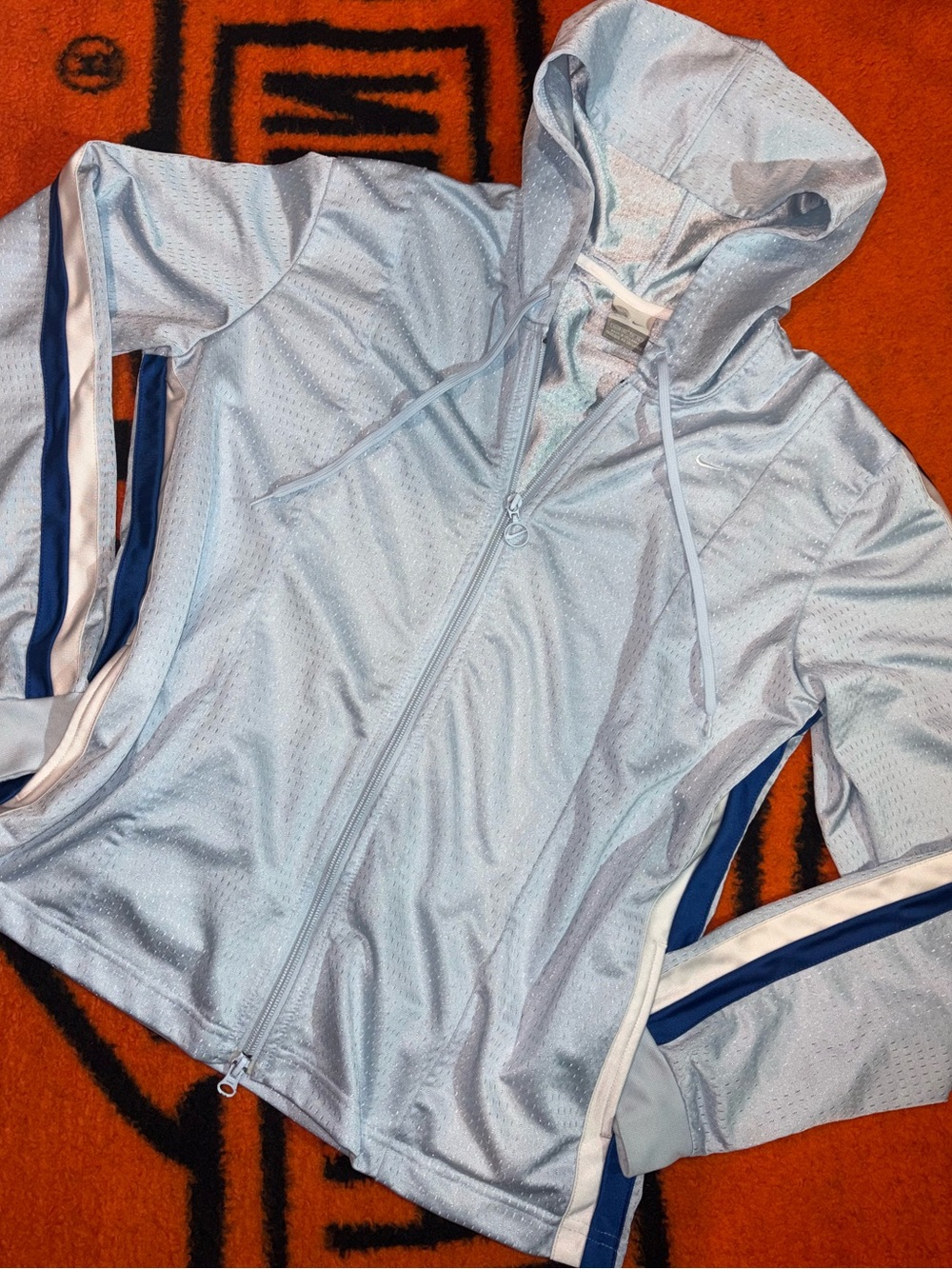 Y2K Nike Mesh Track Jacket Hoodie Baby Blue